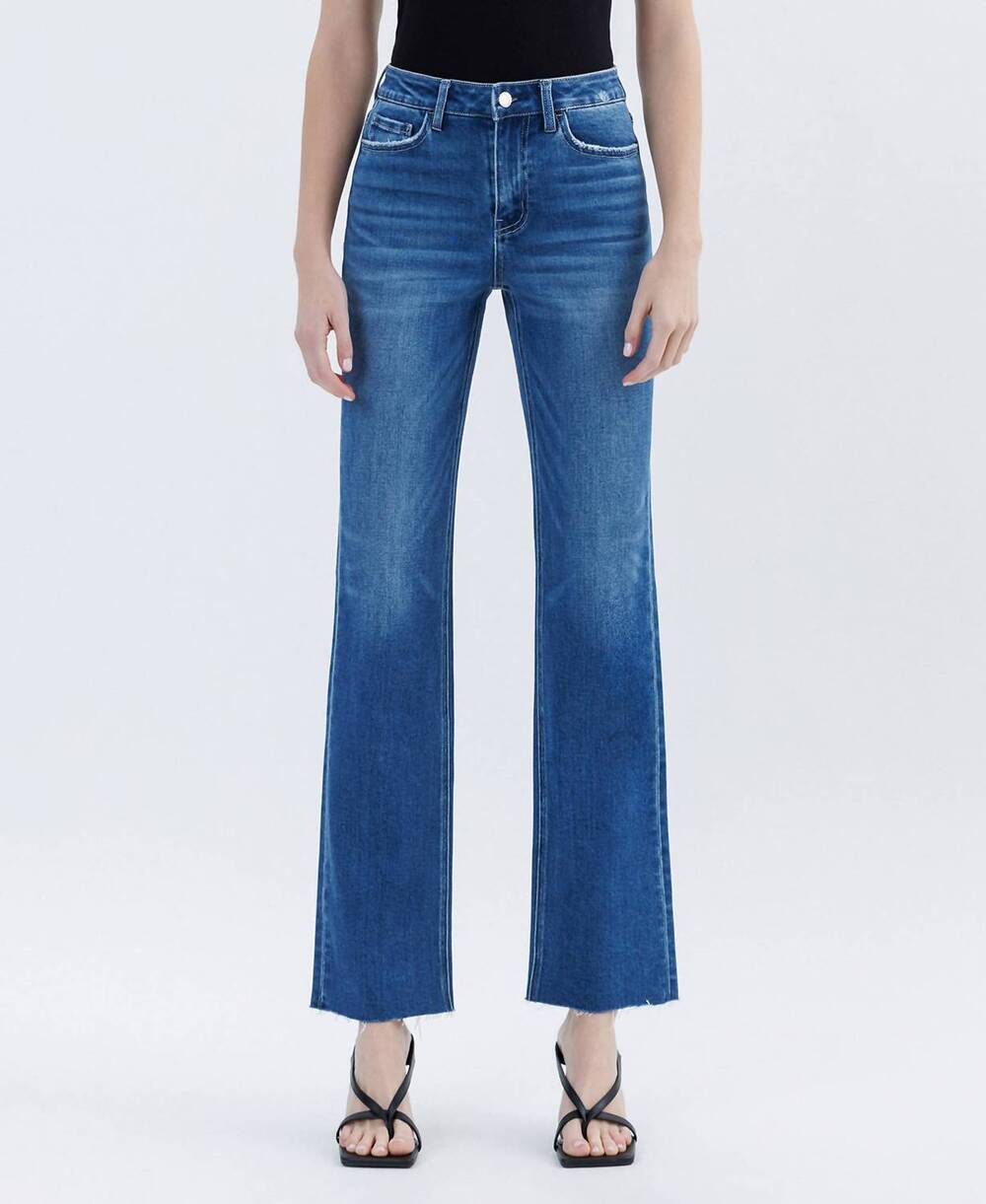 NEW FLYING MONKEY high rise straight raw hem jeans in raptureously